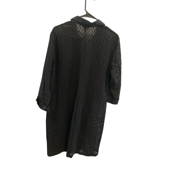 Talbots Womens Eyelet Shirt Dress Plus Size 16 Black Preppy Classic Fall NEW - Picture 4 of 6